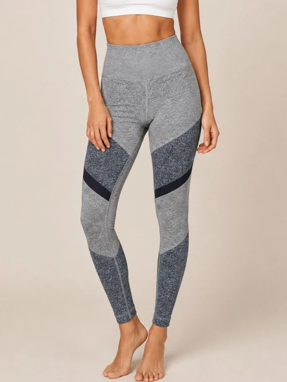 ALO Yoga Alosoft Sheila High-Waist Colorblock Leggings Grey XS Yoga Athleisure